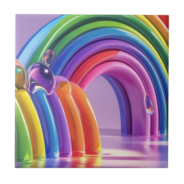 Verzerrte Regenbogen Fliese (Vorderseite)