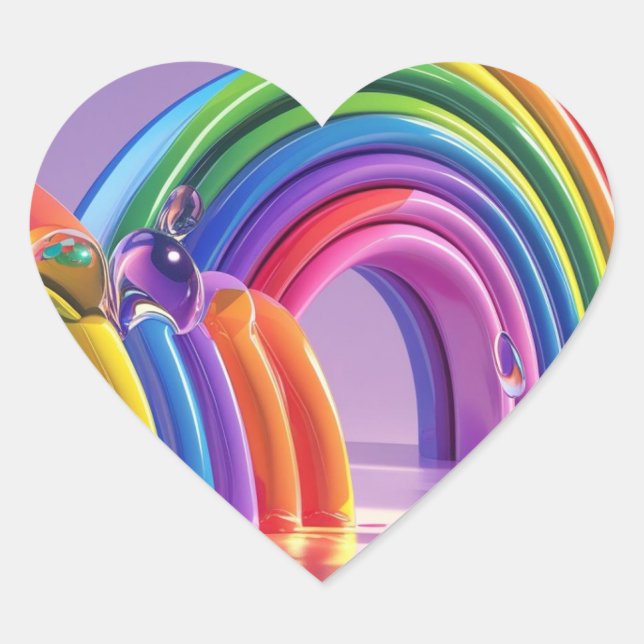 Verzerrte Regenbogen Herz-Aufkleber (Vorderseite)