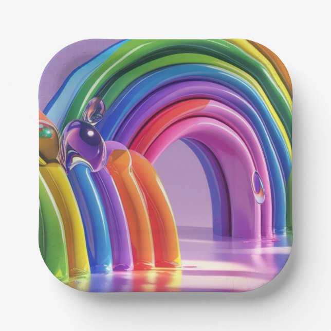 Verzerrte Regenbogen Pappteller (Vorderseite)