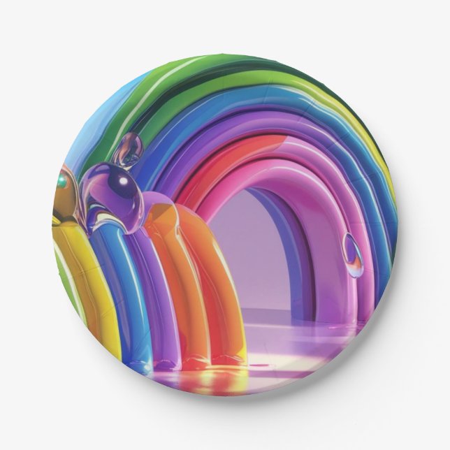 Verzerrte Regenbogen Pappteller (Vorderseite)