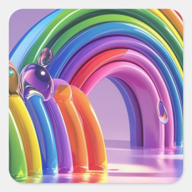 Verzerrte Regenbogen Quadratischer Aufkleber (Vorderseite)