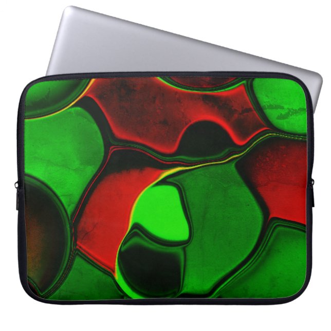 Verzerrte und seltsame Formen, rot und grün Laptopschutzhülle (Vorderseite)