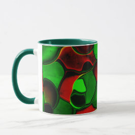Verzerrte und seltsame Formen, rot und grün Tasse
