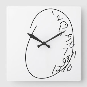 Verzerrtes Ziffernblatt Quadratische Wanduhr