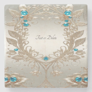 Verzieren Sie den Gold Blue Stones Stone Untersetz Steinuntersetzer