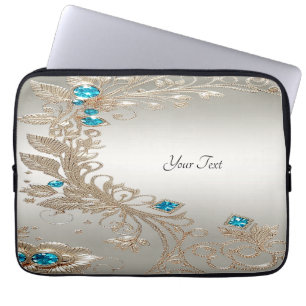 Verzieren Sie den goldenen Blue Stones Laptop-Sieb Laptopschutzhülle