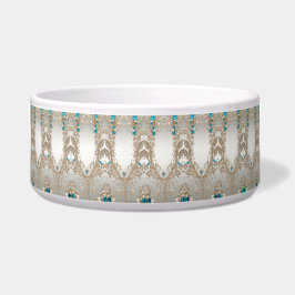 Verzieren Sie Gold Blue Stones Keramik Pet Bowl Napf