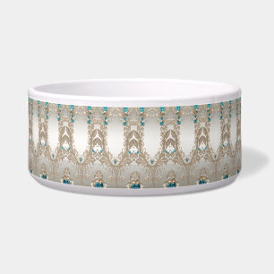 Verzieren Sie Gold Blue Stones Keramik Pet Bowl Napf