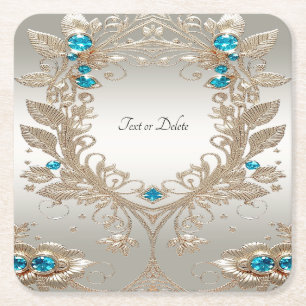 Verzieren Sie Gold Blue Stones Paper Untersetzer