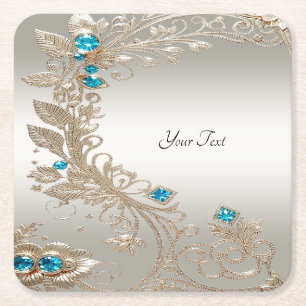 Verzieren Sie Gold Blue Stones Paper Untersetzer