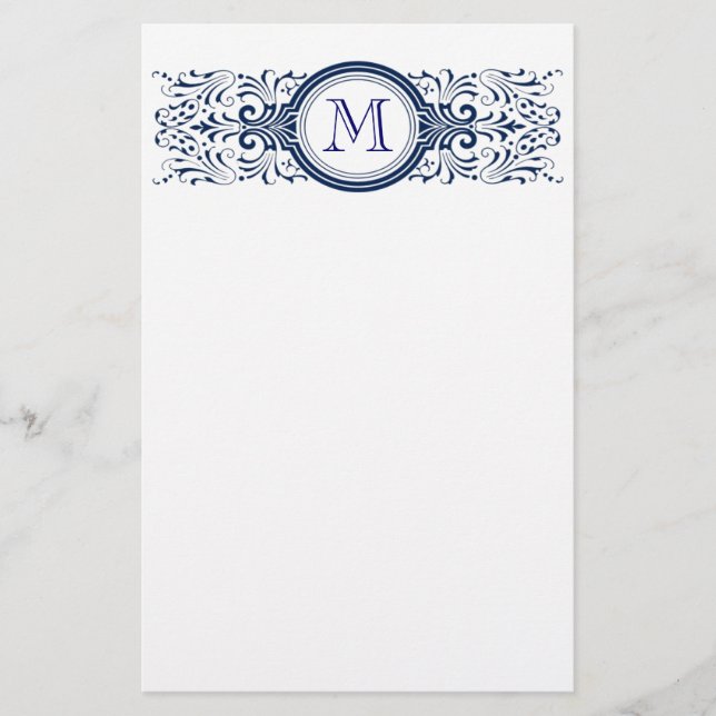 Verziert anpassbare Monogram-Standardelemente Briefpapier (Vorderseite)