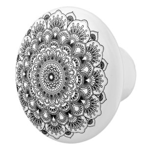 Verziert Black Floral Mandala 2 Keramikknauf