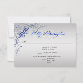 Verziert Blau und Silber Wirbel UAWG RSVP Karte