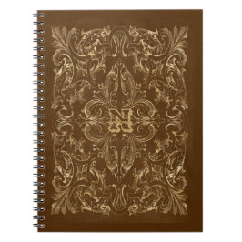 Verziert-Braun- und Gold-Rahmen-Notebook Notizblock