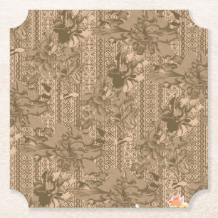 Verziert Brown Floral Untersetzer   Vintager Stil