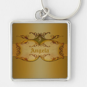 Verziert Brown Scrolls Mit Monogramm Schlüsselanhä Schlüsselanhänger