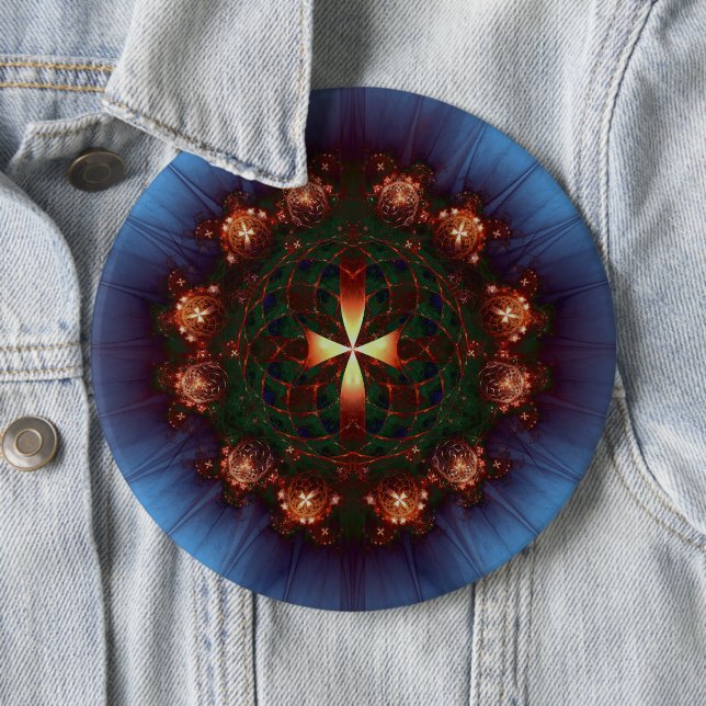 Verziert Cross Mandala Button (Beispiel)