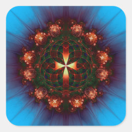 Verziert Cross Mandala Quadratischer Aufkleber
