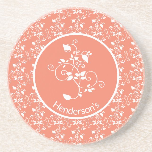 Verziert Damask Gemustert Getränkeuntersetzer (Vorne)