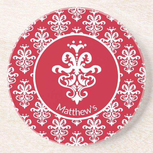 Verziert Damask Gemustert Getränkeuntersetzer (Vorne)