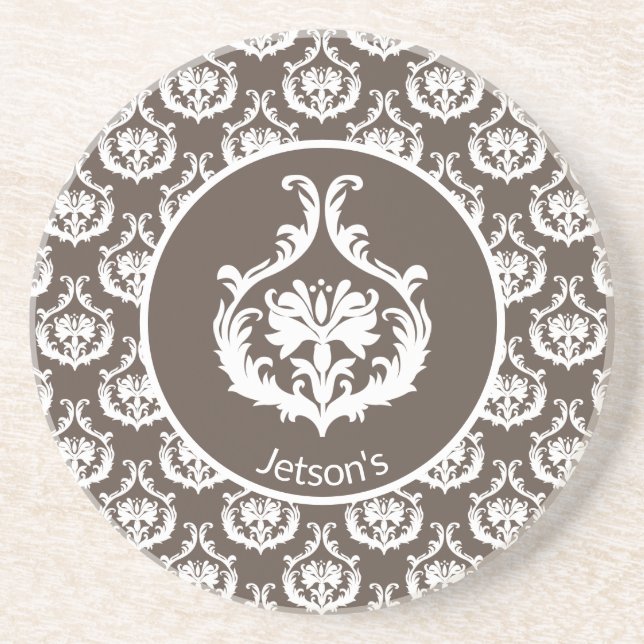 Verziert Damask Gemustert Getränkeuntersetzer (Vorne)
