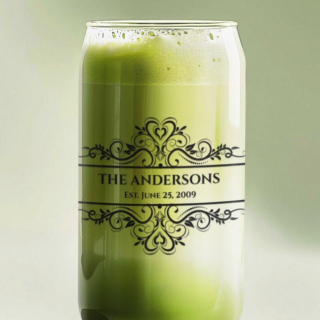 Verziert Datum der Monogramm-Familie Dosenglas (Von Creator hochgeladen)