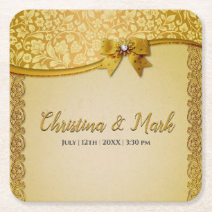 Verziert Elegante Retro Abstrakte Blume und Blätte Rechteckiger Pappuntersetzer