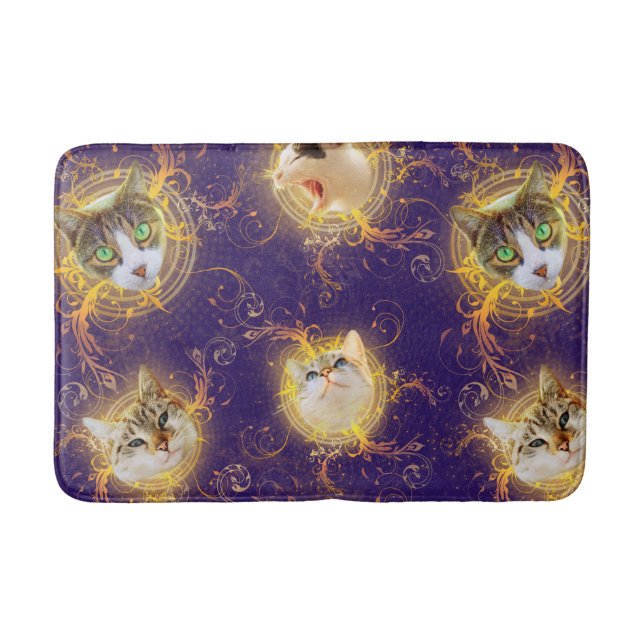 Verziert Floral Damask Niedlich Kitty Cat - Royal  Badematte (Vorderseite)