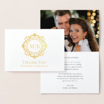 Verziert Floral Monogram Wedding Danke Foto