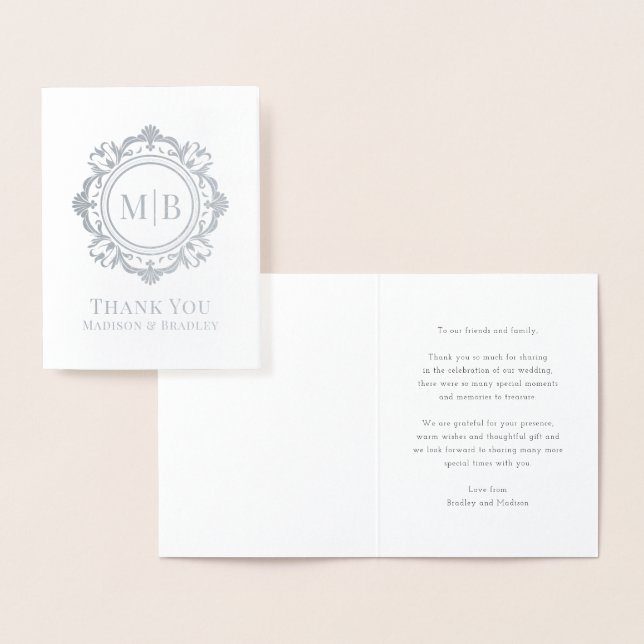 Verziert Floral Monogram Wedding Vielen Dank Folienkarte (Anzeige)