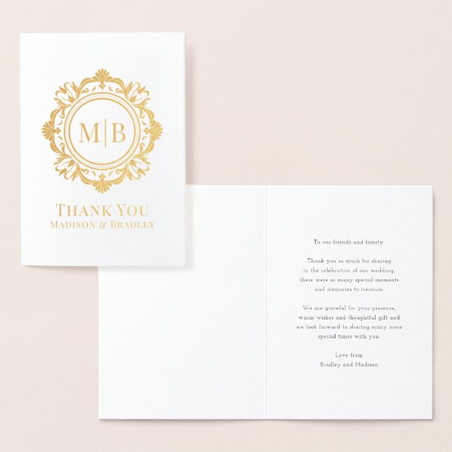 Verziert Floral Monogram Wedding Vielen Dank Folienkarte (Anzeige)