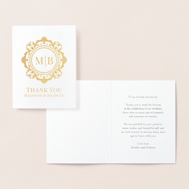 Verziert Floral Monogram Wedding Vielen Dank Folienkarte (Anzeige)