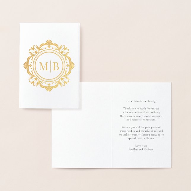 Verziert Floral Monogram Wedding Vielen Dank Folienkarte (Anzeige)