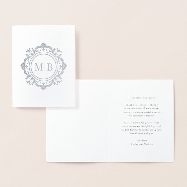 Verziert Floral Monogram Wedding Vielen Dank Folienkarte (Anzeige)