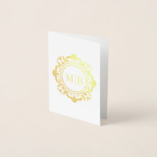 Verziert Floral Monogram Wedding Vielen Dank Folienkarte
