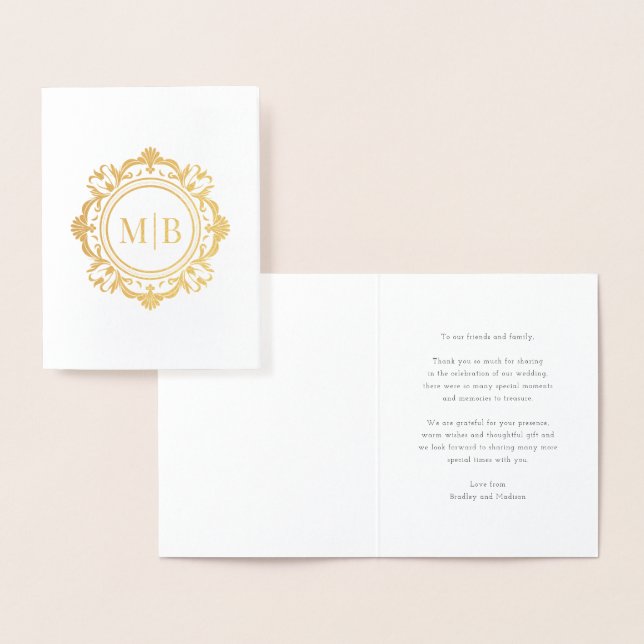 Verziert Floral Monogram Wedding Vielen Dank Folienkarte (Anzeige)