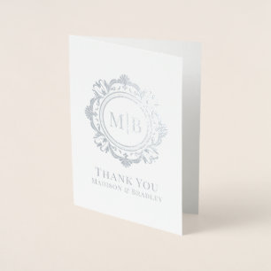 Verziert Floral Monogram Wedding Vielen Dank Folienkarte
