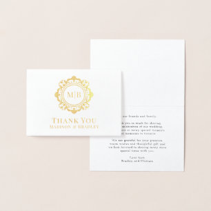 Verziert Floral Monogram Wedding Vielen Dank Folienkarte