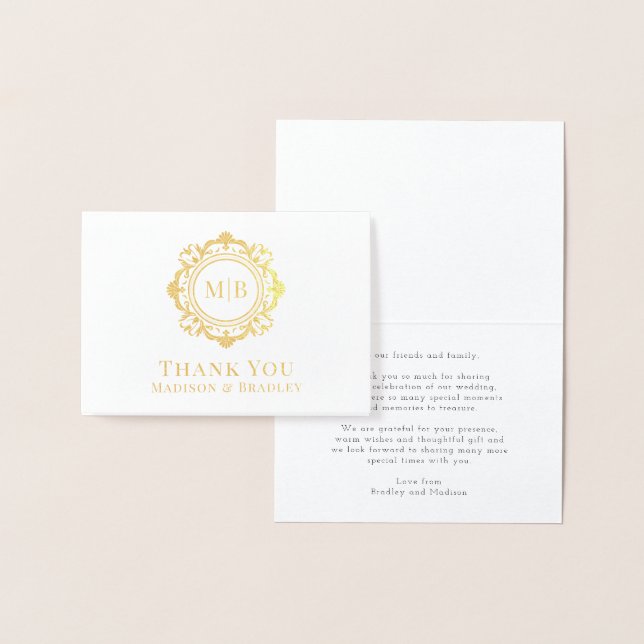 Verziert Floral Monogram Wedding Vielen Dank Folienkarte (Anzeige)