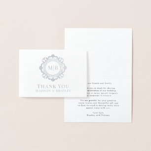 Verziert Floral Monogram Wedding Vielen Dank Folienkarte