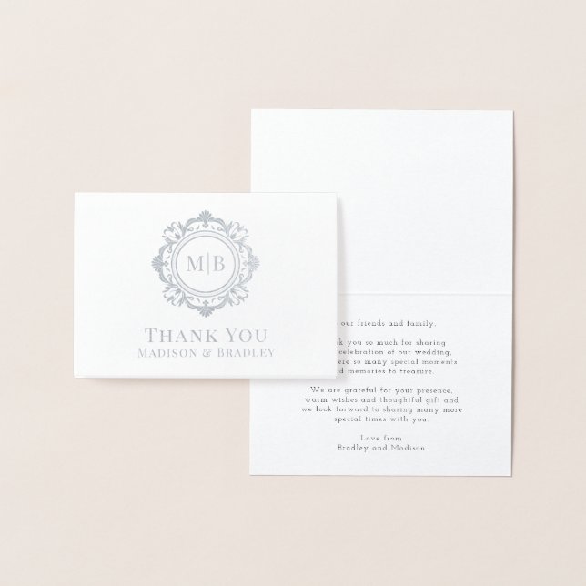 Verziert Floral Monogram Wedding Vielen Dank Folienkarte (Anzeige)