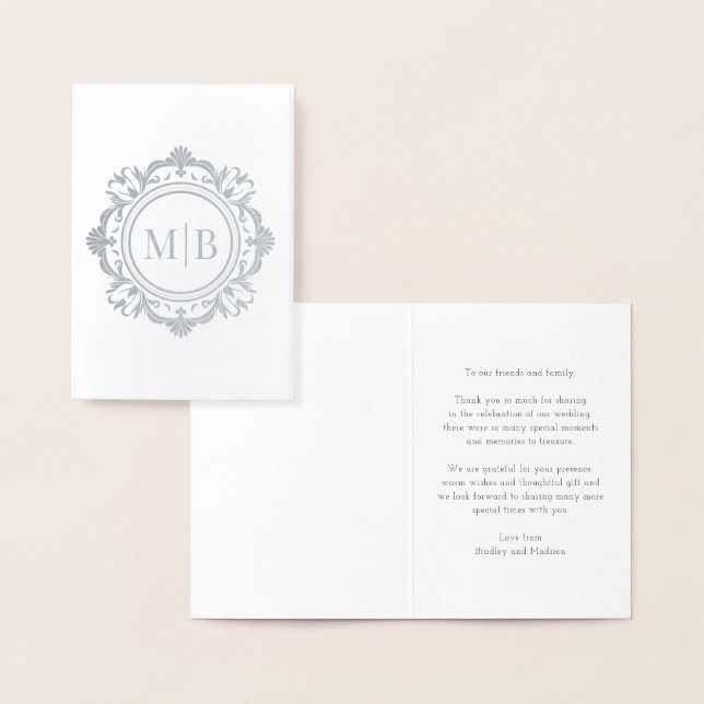 Verziert Floral Monogram Wedding Vielen Dank Folienkarte (Anzeige)