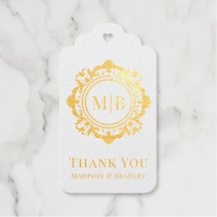 Verziert Floral Monogram Wedding Vielen Dank Geschenkanhänger