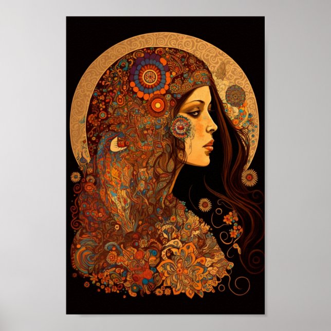 Verziert Gemustert Boho Hippie Chick Poster (Vorne)