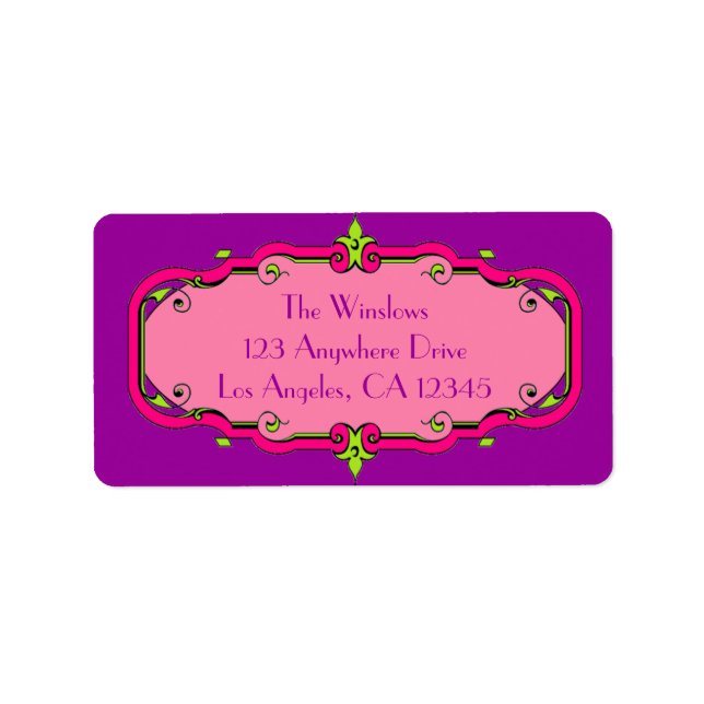 Verziert Gerahmt Adressaufkleber (Vorne)