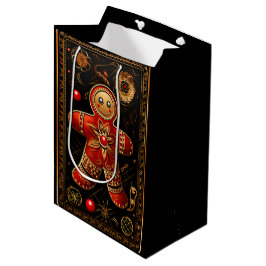 Verziert Gingerbrot Cookie Black Red Gold Weihnach Mittlere Geschenktüte