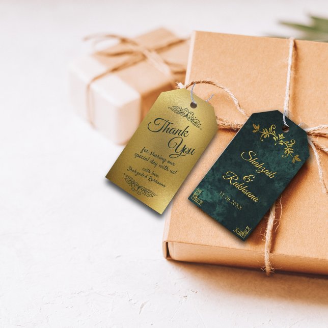 Verziert Gold Frame Emerald Green Vielen Dank für  Geschenkanhänger (Von Creator hochgeladen)