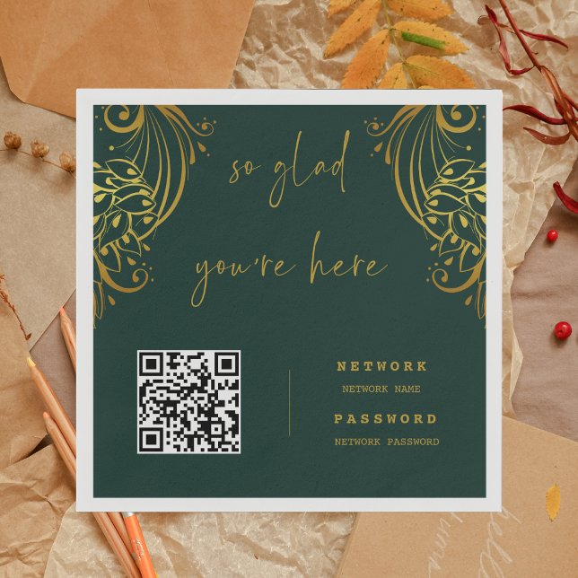 Verziert Gold Frills WiFi Password Wedding Napkins Serviette (Von Creator hochgeladen)