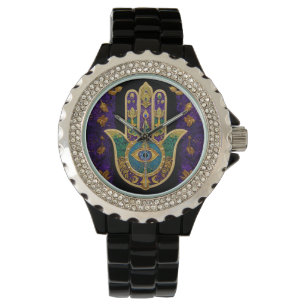 Verziert Gold Third Eye Hamsa Armbanduhr