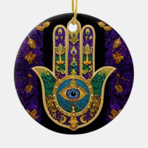 Verziert Gold Third Eye Hamsa Keramik Ornament
